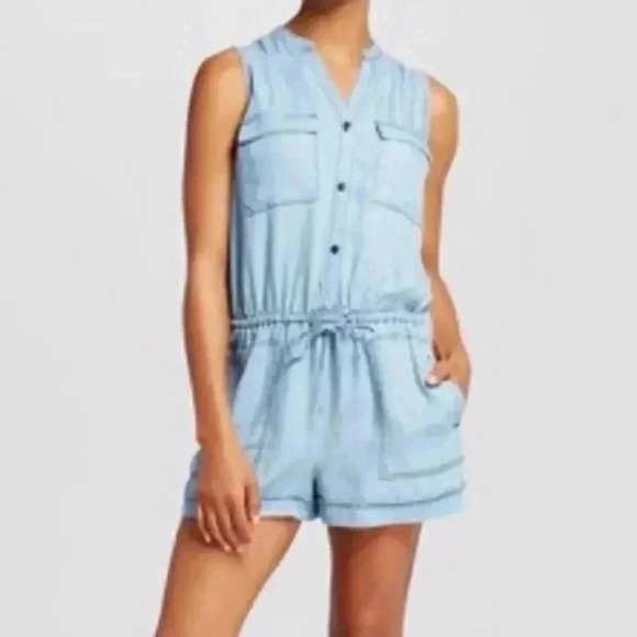 Mossimo Chambray Sleeveless Romper S - Picture 2 of 8